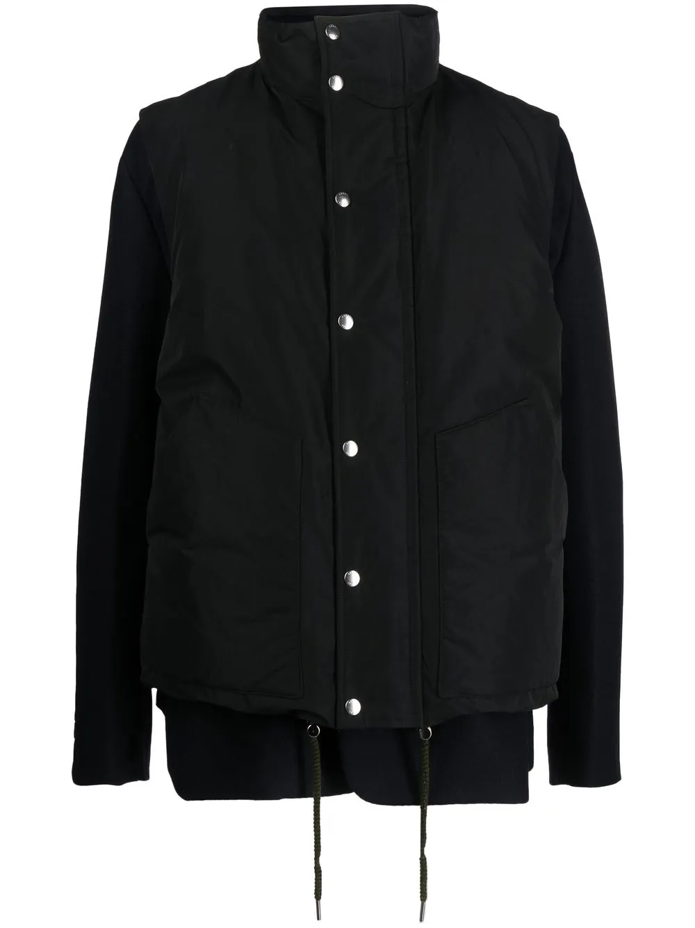 sacai double-layer gilet wool jacket – Black