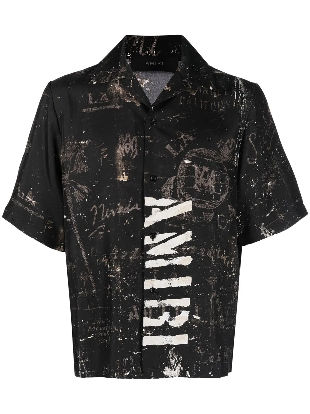 

AMIRI camisa de seda con logo estampado - Negro