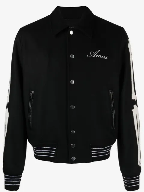 AMIRI Bones Varsity appliqué wool-blend bomber jacket