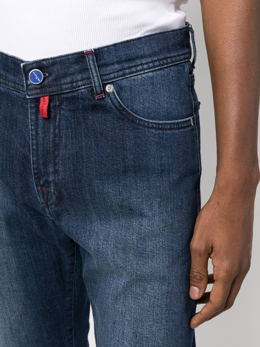Shop Kiton Dark-wash Straight-leg Jeans In Blue