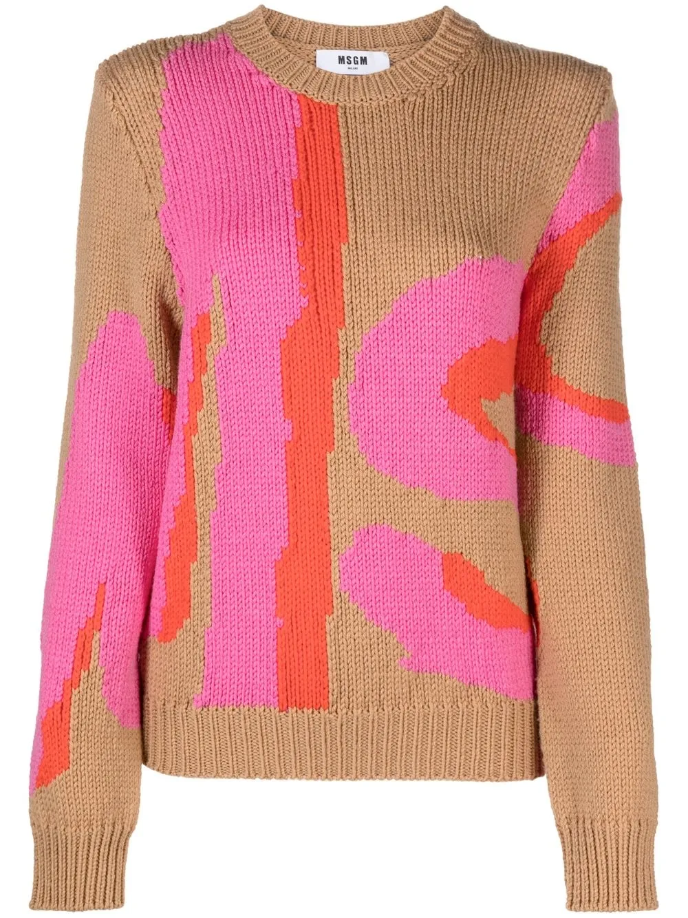 

MSGM intarsia-knit logo jumper - Neutrals