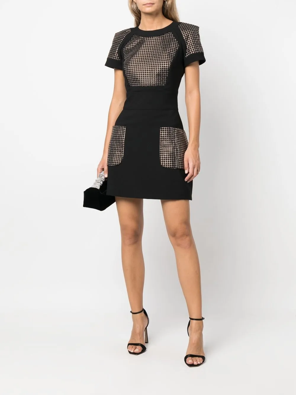 Shop Elie Saab Rhinestone-embellished Mini Dress In Black