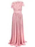 Elie Saab Tuscan feather-trim silk dress - Pink