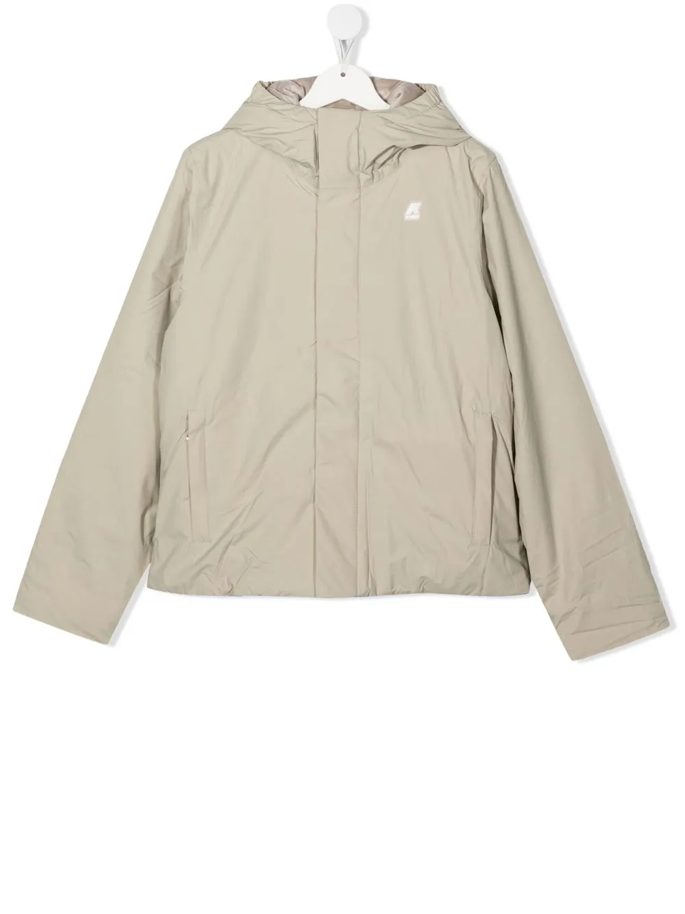 

K Way Kids TEEN logo-patch hooded jacket - Neutrals