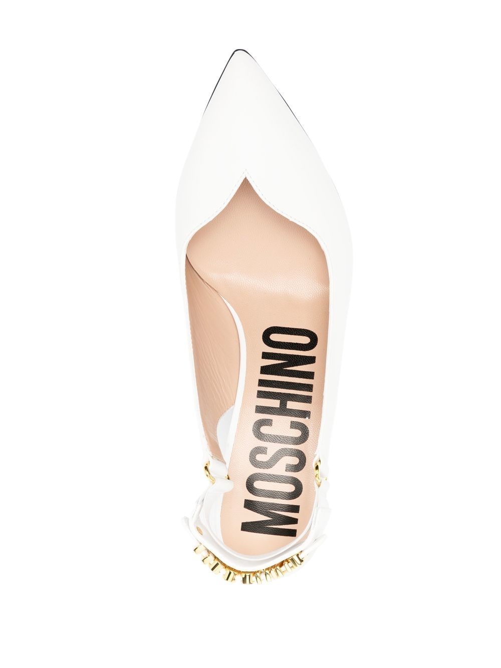 Shop Moschino 65mm Logo Slingback-strap Pumps In White