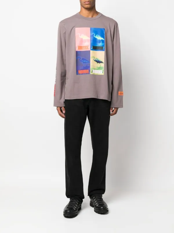 Heron Preston Logo Print long-sleeve Top | Grey | FARFETCH