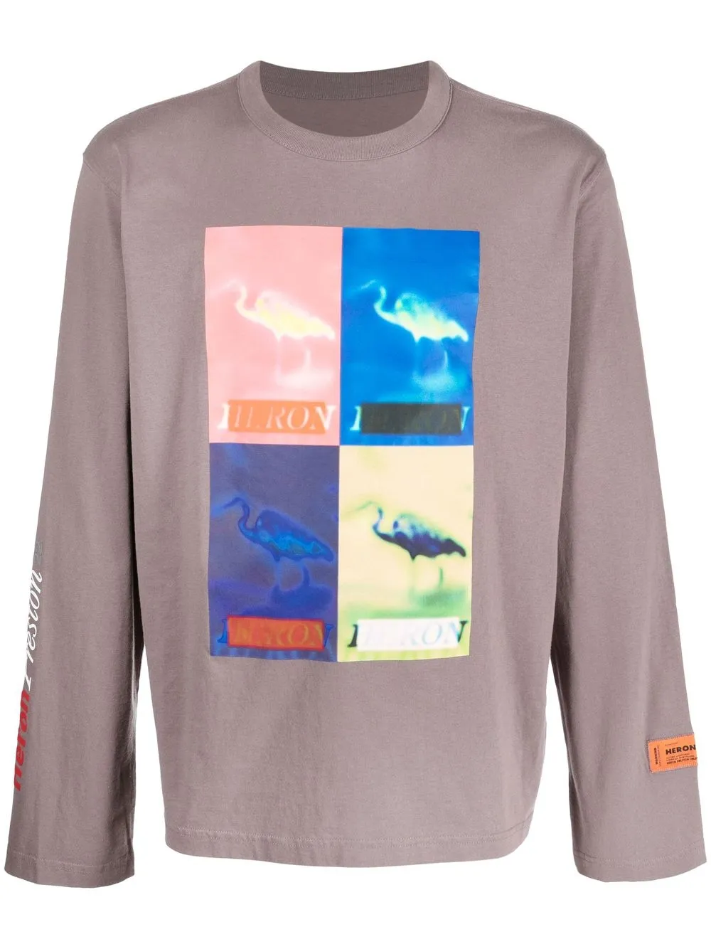 

Heron Preston top manga larga con logo estampado - Gris