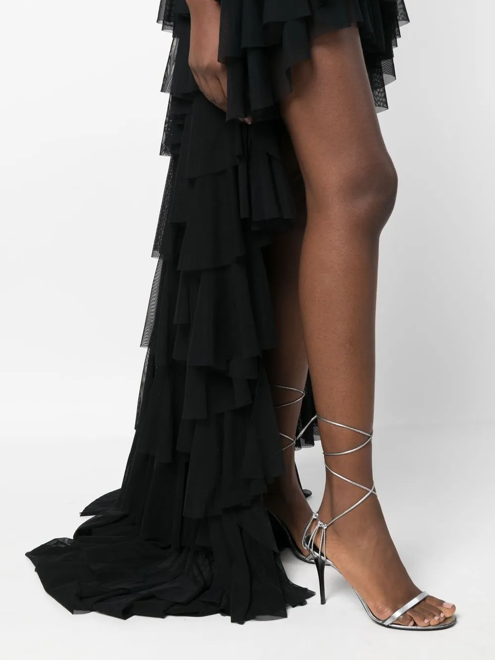Norma Kamali Tara Shirred High-low Gown In Schwarz