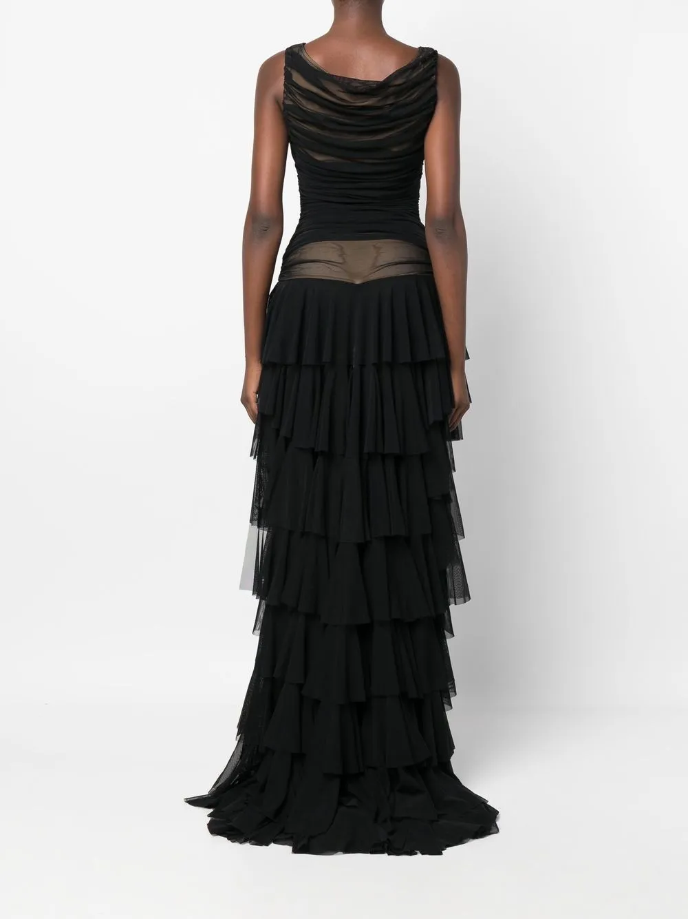 Norma Kamali Tara Shirred High-low Gown In Schwarz