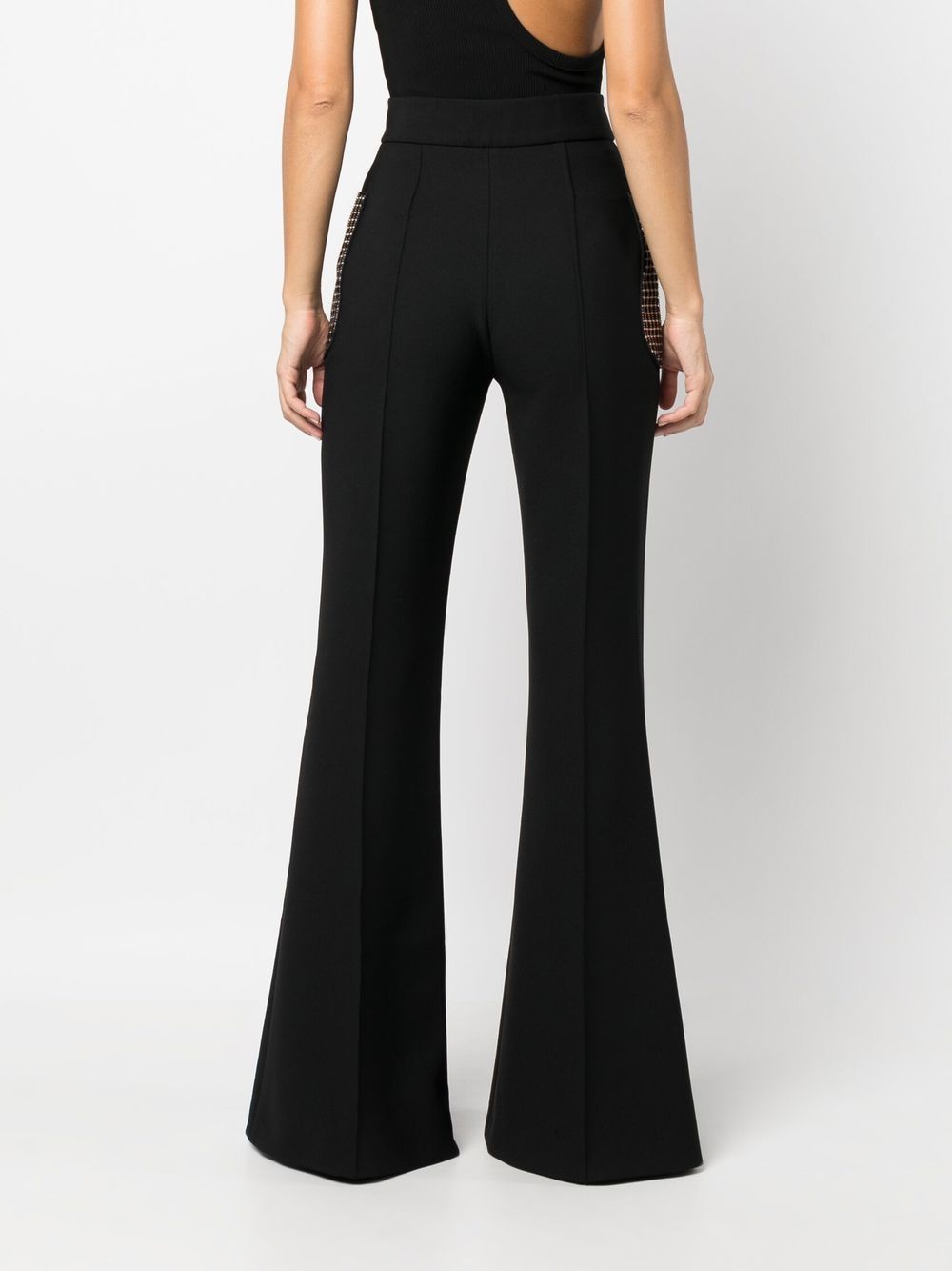 Shop Elie Saab Crystal-embellished Bootcut Trousers In Black