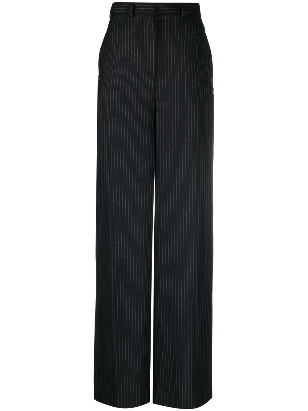 Elie Saab Pinstripe Wide-leg Trousers In Black