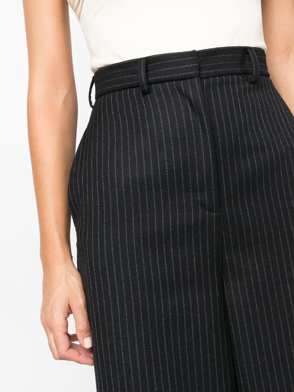 Shop Elie Saab Pinstripe Wide-leg Trousers In Black