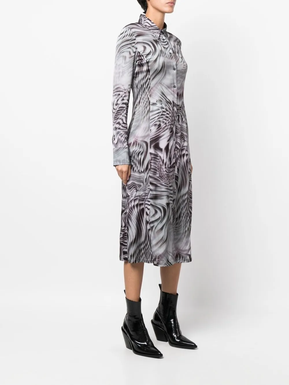 Cheap Diesel optical-print shirt dress Women