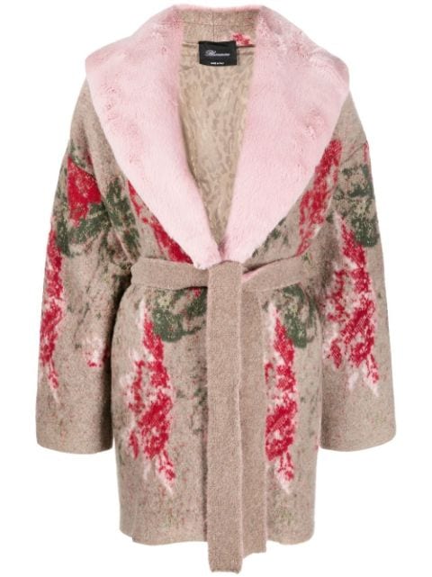 Blumarine abrigo con cinturón y estampado floral