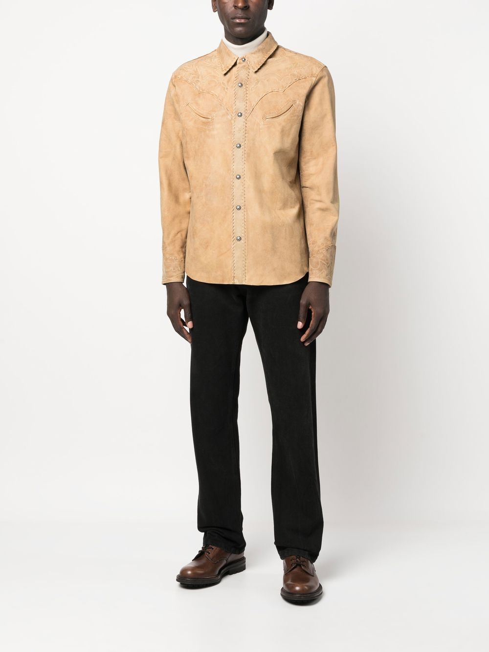 Ralph Lauren RRL Leren cowboyshirt - Beige