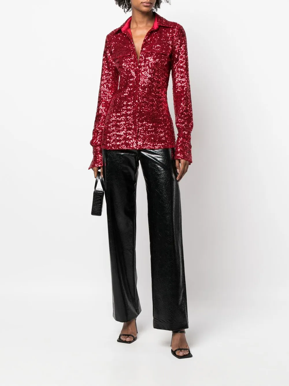 Genny Blouse met pailletten - Rood