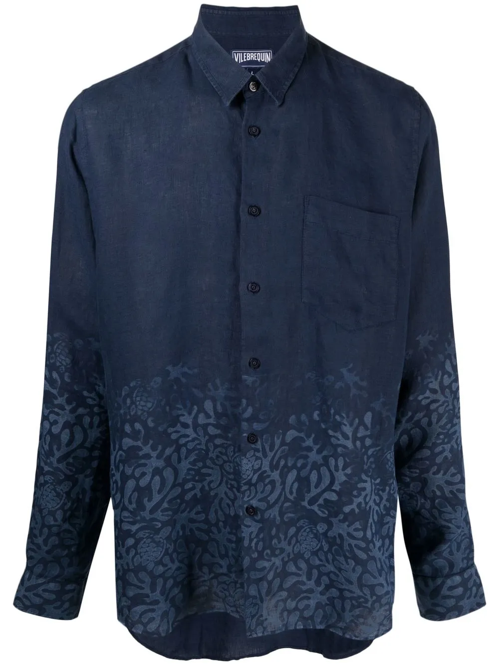 

Vilebrequin graphic-print long-sleeve linen shirt - Blue