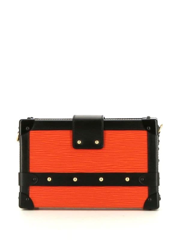 louis vuitton petite malle shoulder bag in orange and black leather