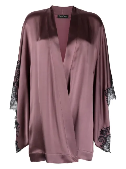 Carine Gilson silk lace-trim robe 