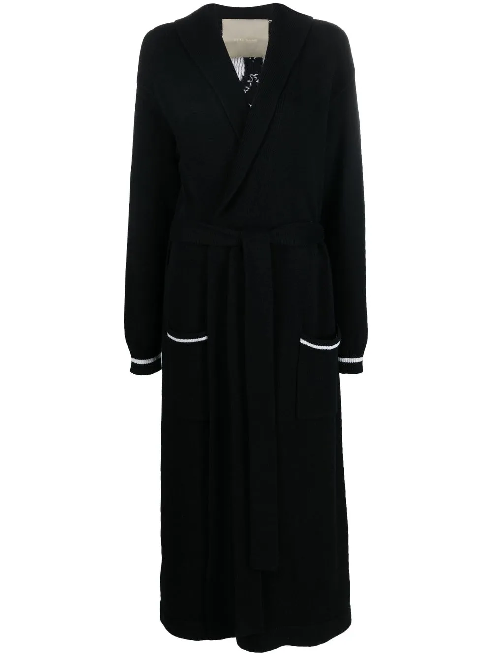 Elie Saab Long Intarsia-knit Cardigan In Black