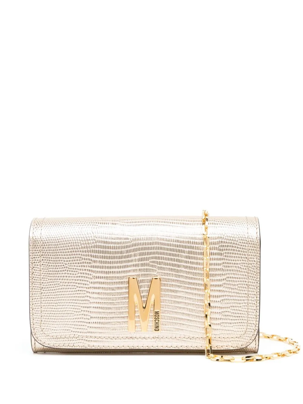 

Moschino bolsa crossbody estampada - Dorado