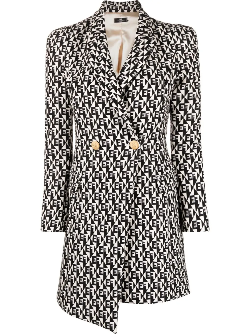 

Elisabetta Franchi logo diamond print blazer dress - Black