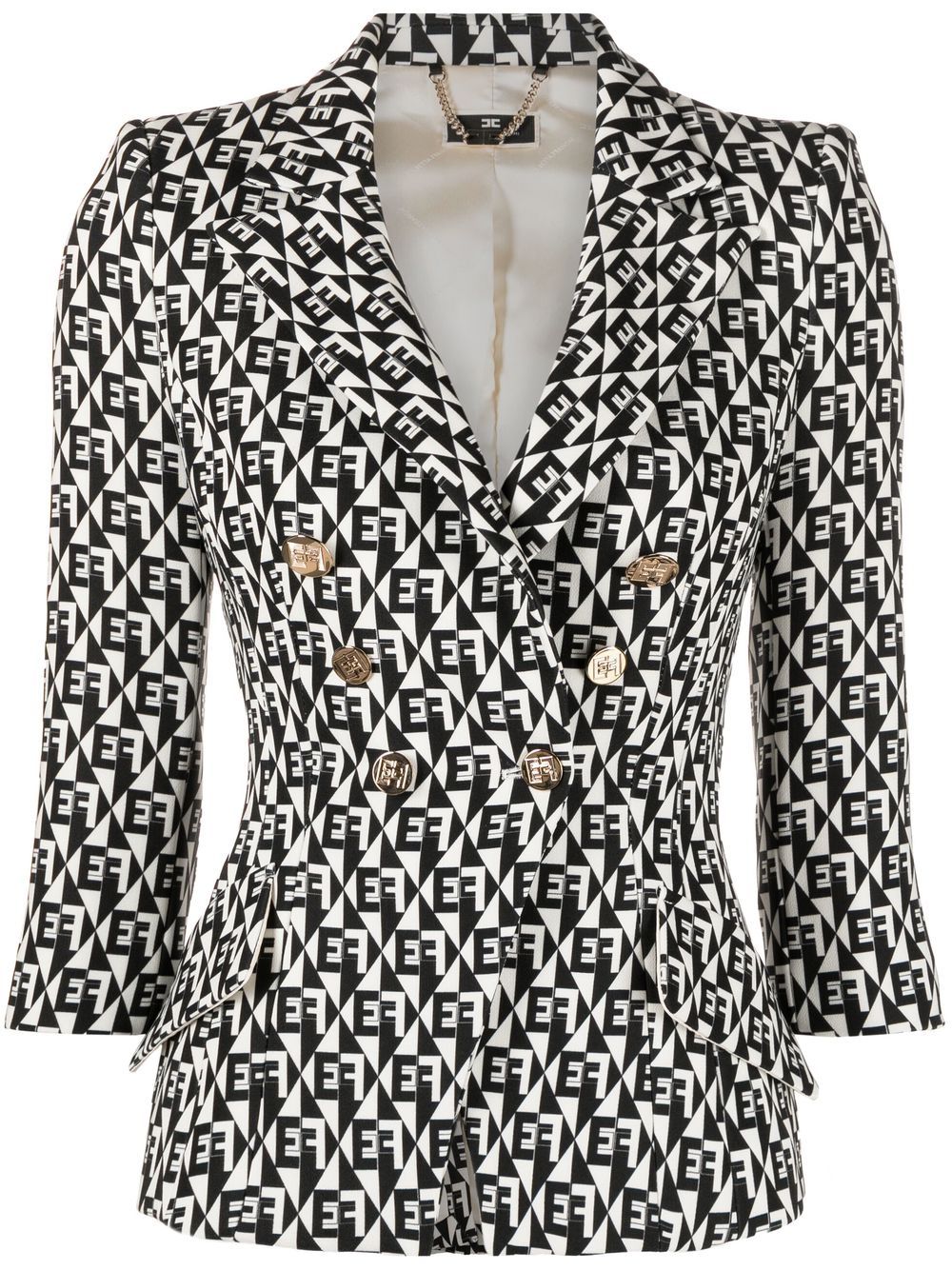 logo print double-breasted blazer