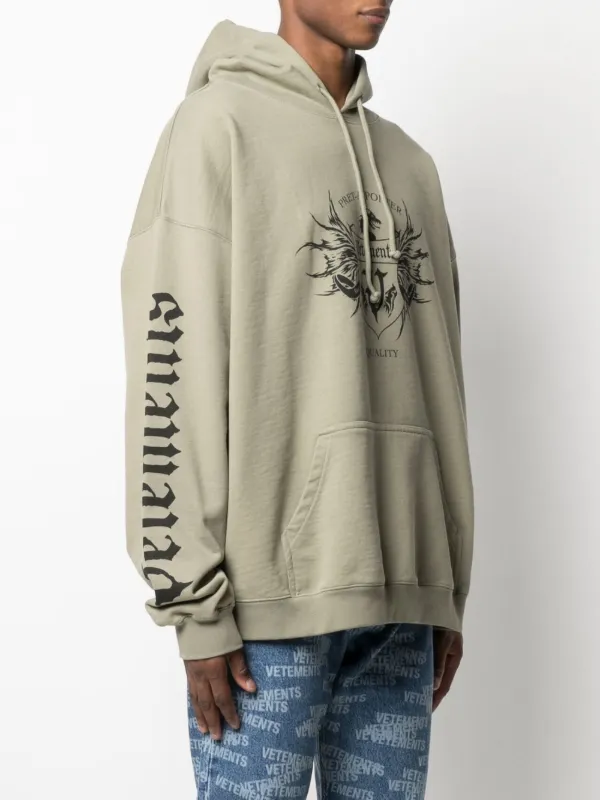VETEMENTS Logo Drawstring Hoodie Green FARFETCH