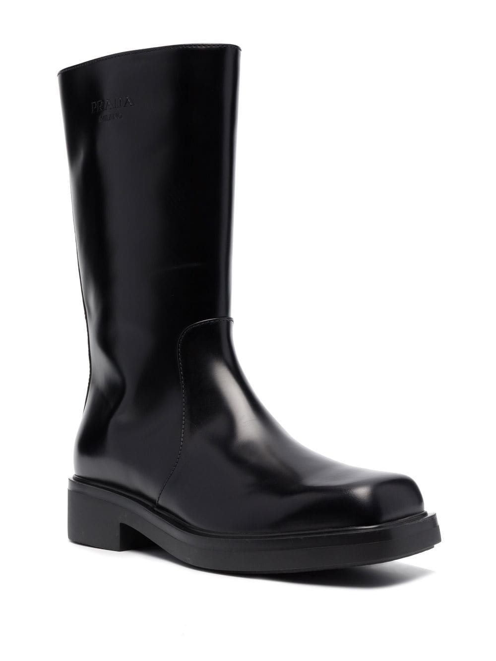 Prada debossed-logo Leather Boots - Farfetch