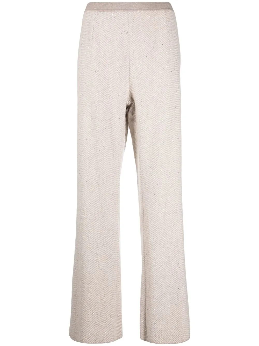 

Gentry Portofino chevron-pattern wide-leg trousers - Neutrals