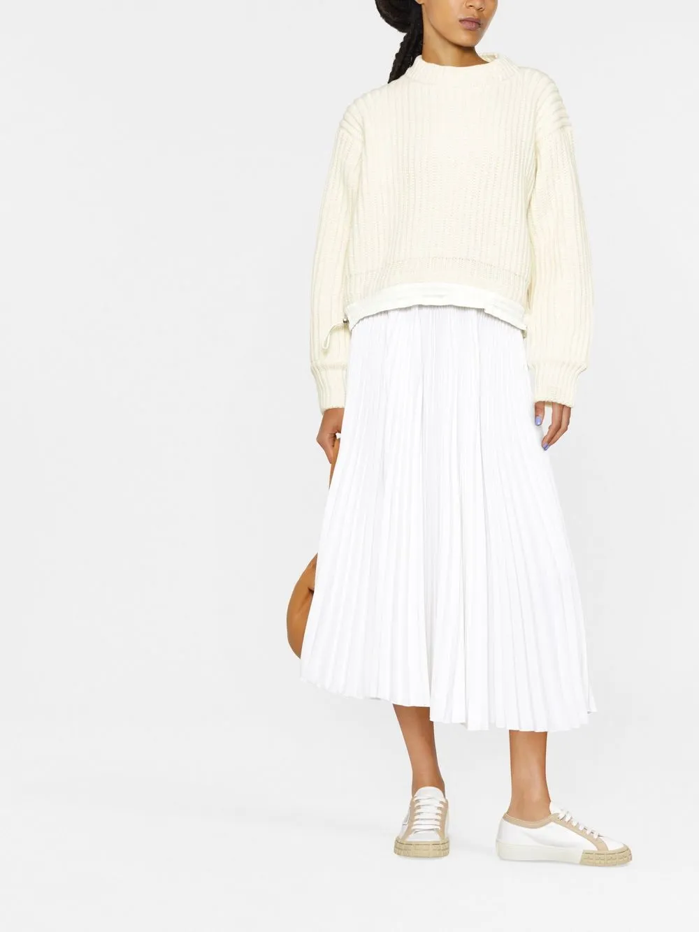 sacai Ribgebreide trui - Beige