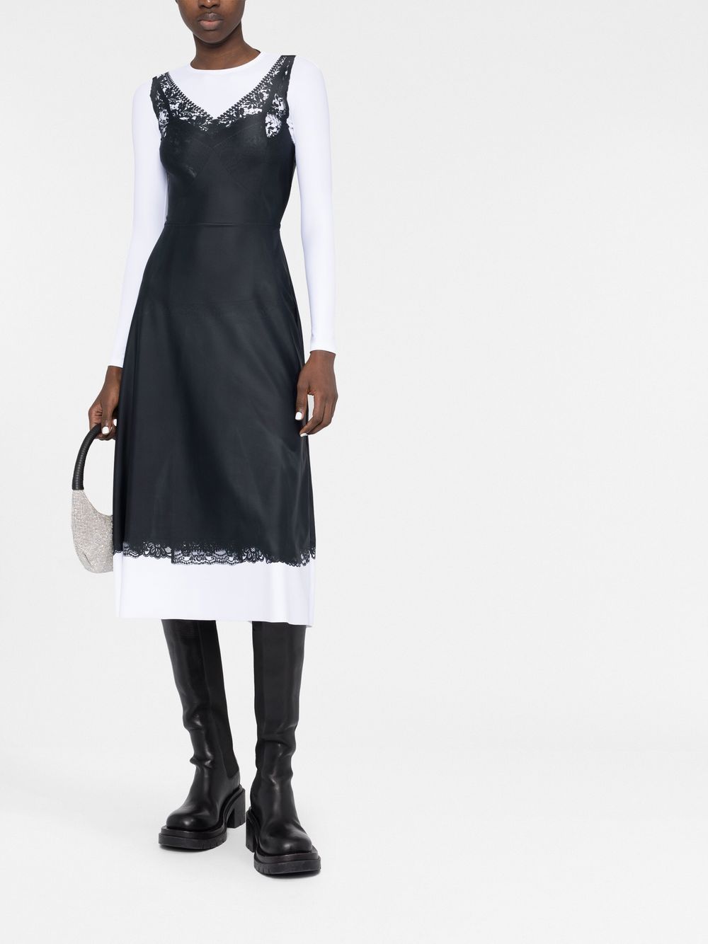 Shop Balenciaga Trompe L'oeil Midi Dress In Black