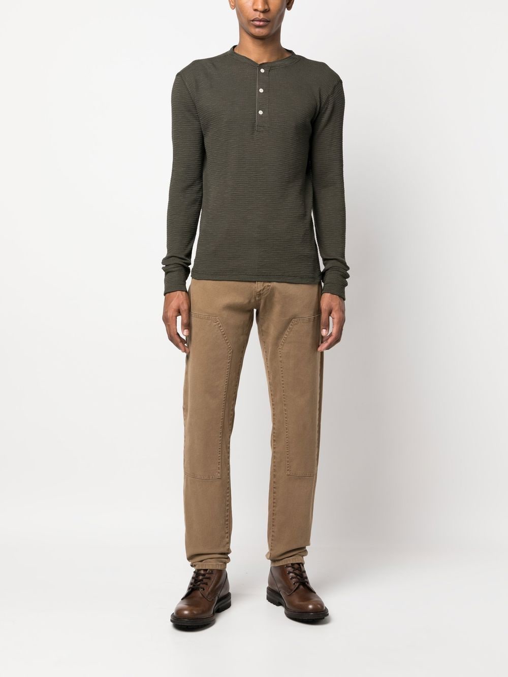 RRL By Ralph Lauren Waffle-Knit Henley Shirt - 782911455001