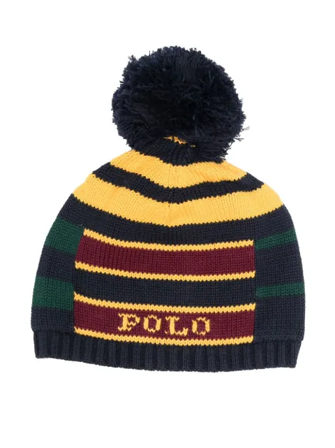 Ralph Lauren Kids 스트라이프 폼폼 비니 