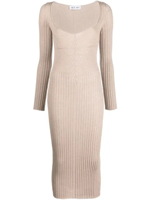 ACT Nº1 scoop-neck ribbed midi dress