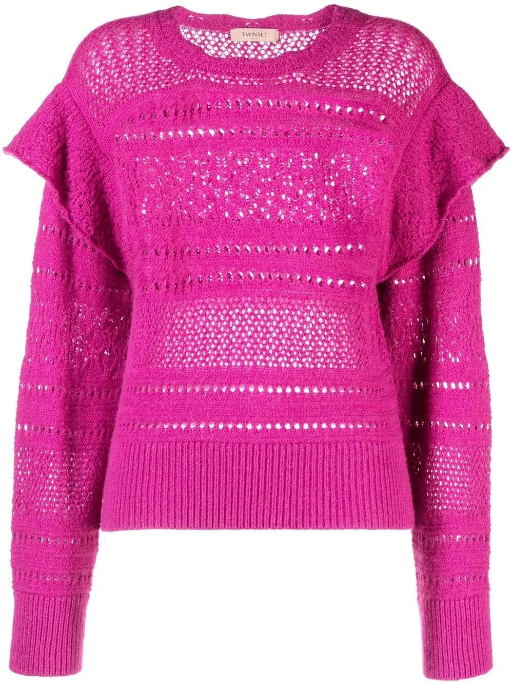 

TWINSET pointelle-knit layered jumper - Pink