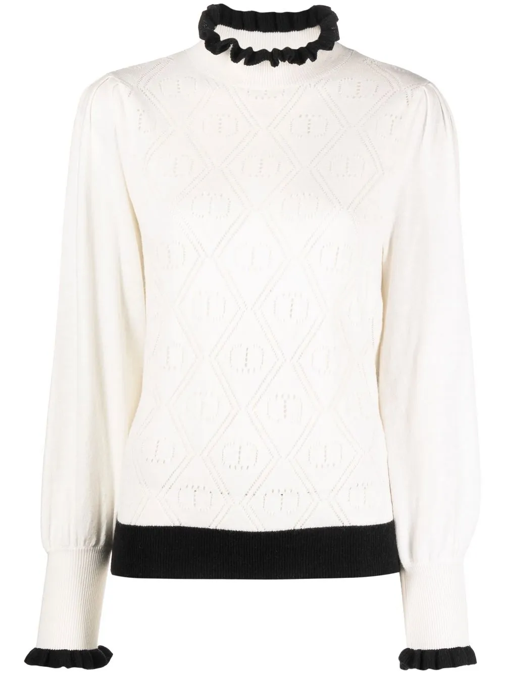 

TWINSET monogram pointelle-knit jumper - White