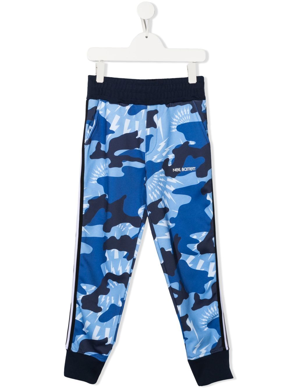 neil barrett kids pantalon de jogging à imprimé camouflage - bleu