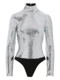 Brandon Maxwell sequinned mock-neck bodysuit - Silver