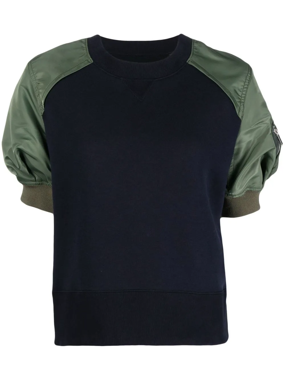 

sacai puff-sleeve crew neck sweatshirt - Blue