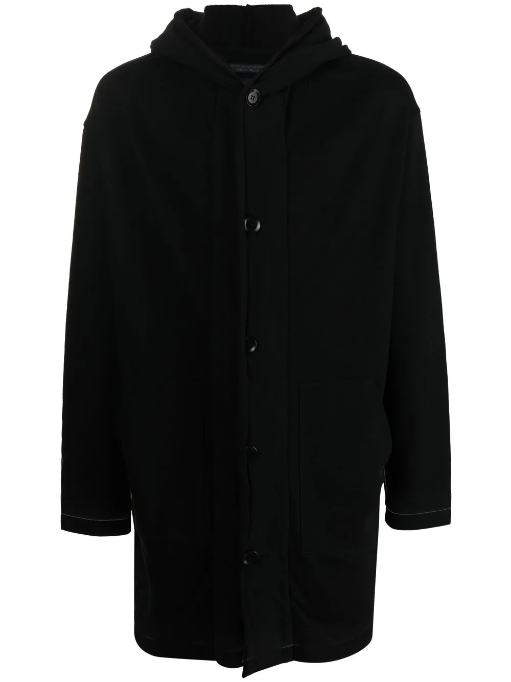 

Yohji Yamamoto abrigo con capucha y botones - Negro