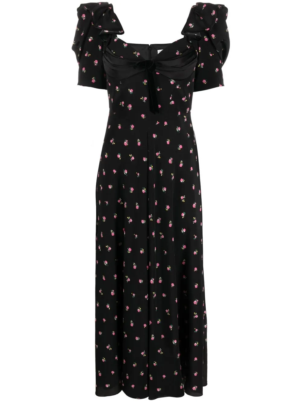 

Alessandra Rich vestido midi con estampado floral - Negro