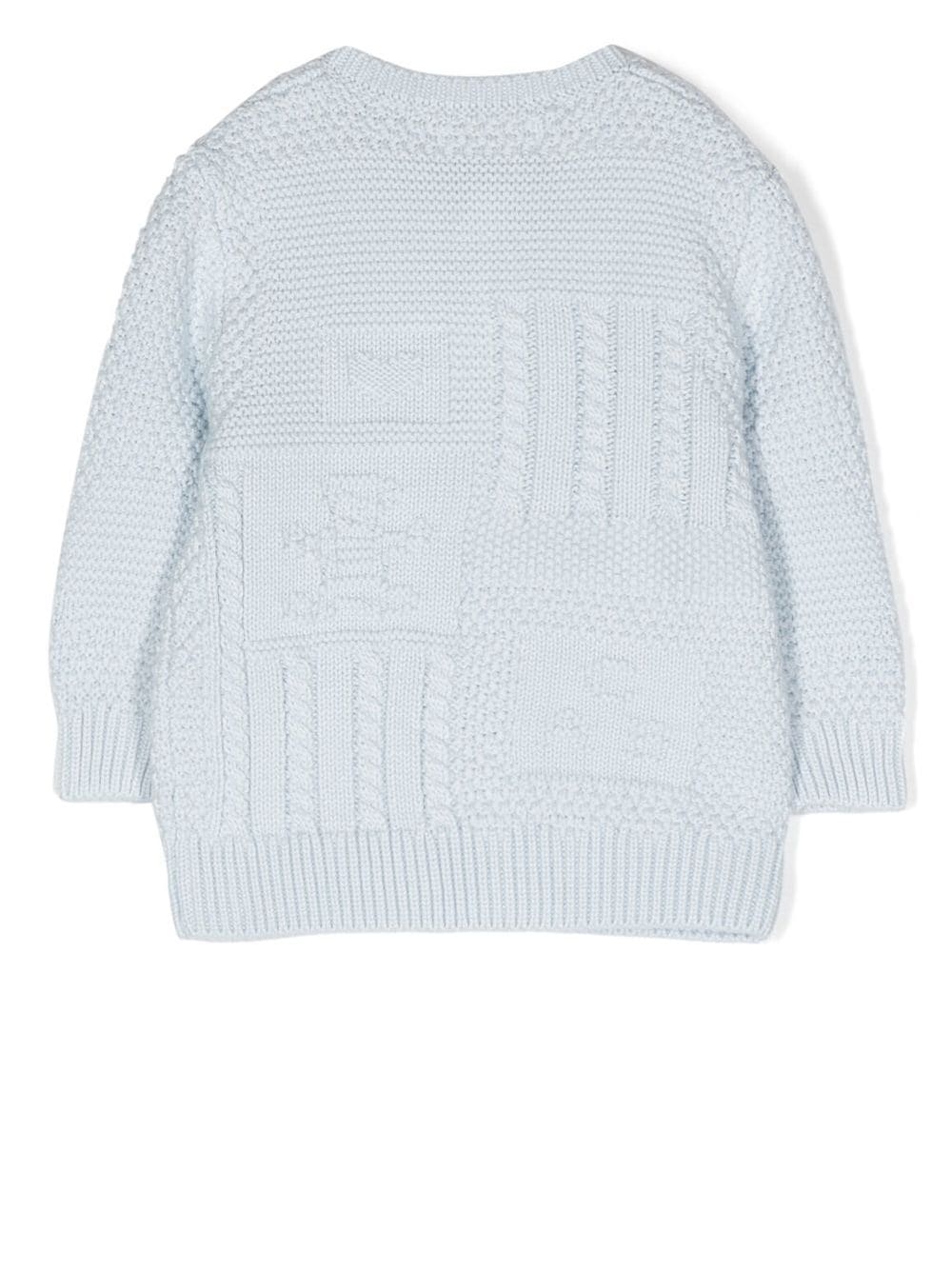 Shop Ralph Lauren Tonal-motif Contrast-knit Cardigan In Blue