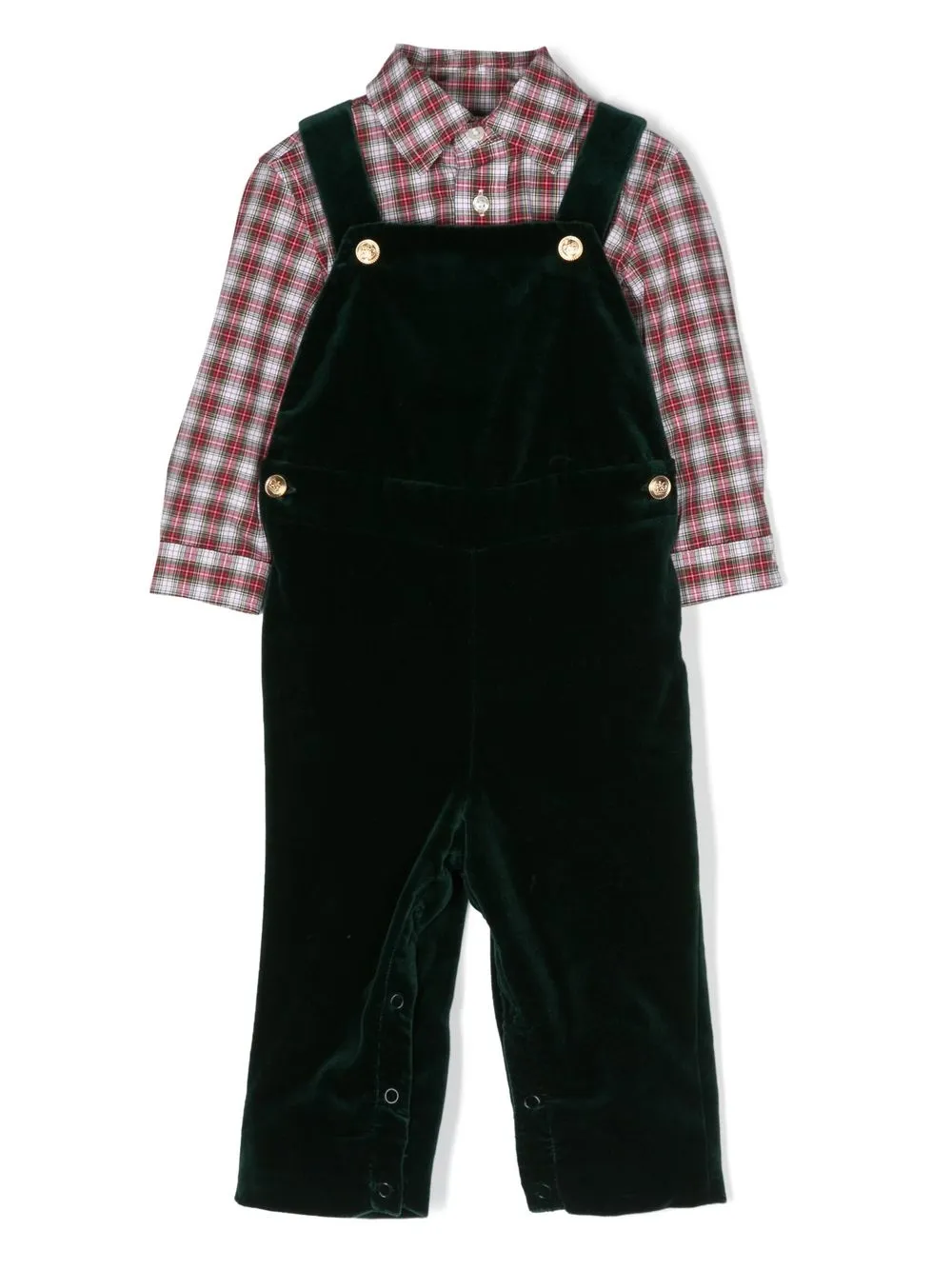 

Ralph Lauren Kids set de mameluco con motivo de cuadros - Verde
