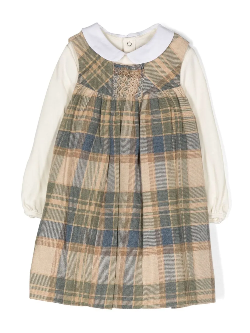 Ralph Lauren Babies' Tartan-check Dress In 白色