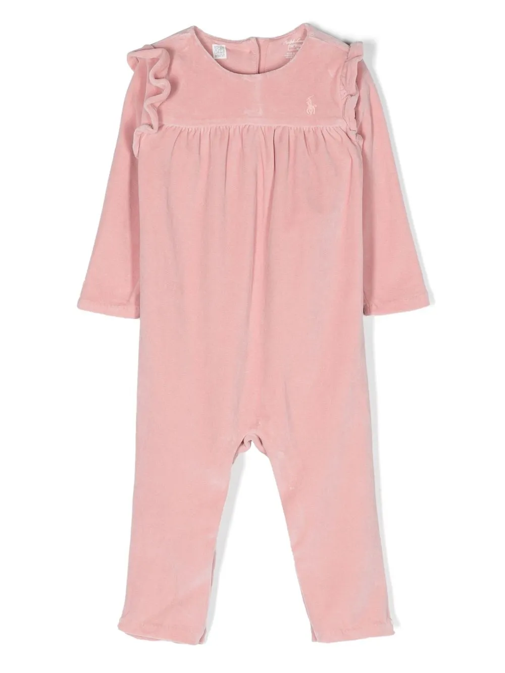 

Ralph Lauren Kids romper de terciopelo con ribete de volantes - Rosado