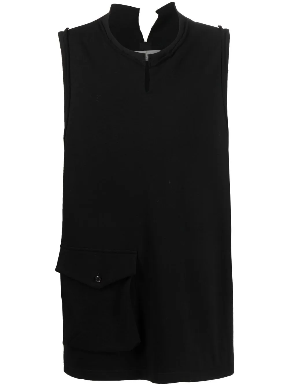 Yohji Yamamoto Sleeveless Cotton Vest In Black