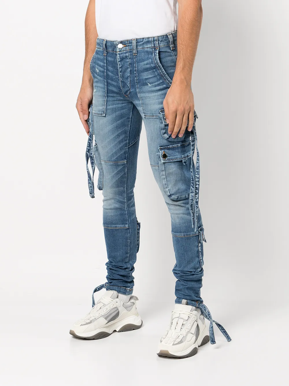  Amiri Skinny Jeans Mit Aufgesetzten Taschen   Blau 