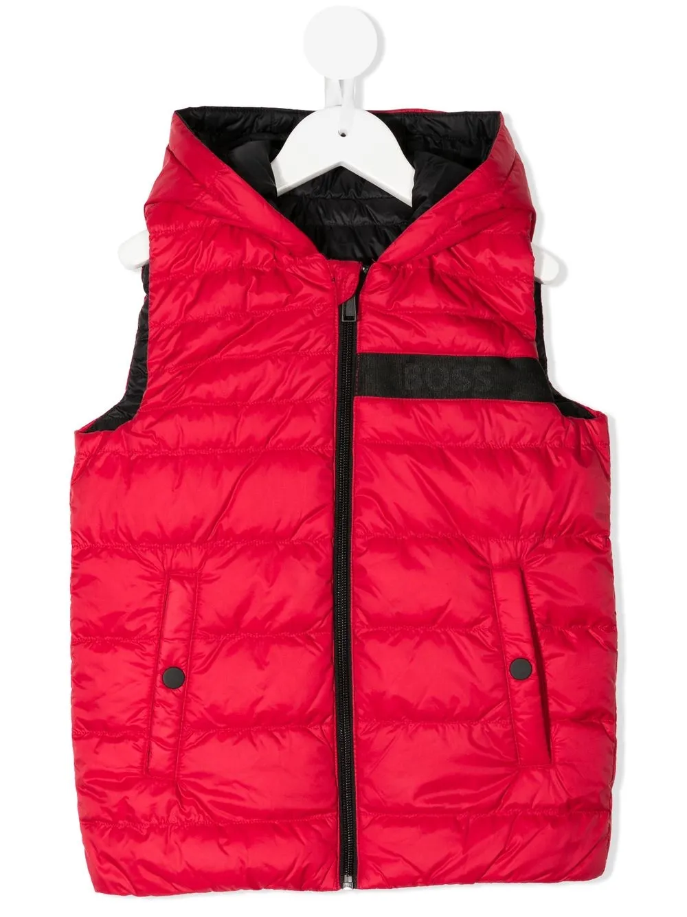 

BOSS Kidswear logo-patch padded gilet - Red