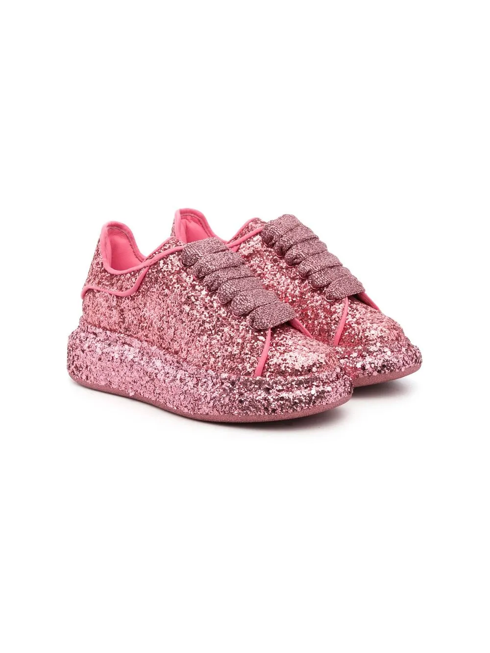 

Alexander McQueen Kids tenis bajos oversize con glitter - Rosado